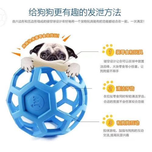 Petmate美国JW好力球狗玩具球漏食橡胶磨牙呼吸球益智解闷几何球 - 图2