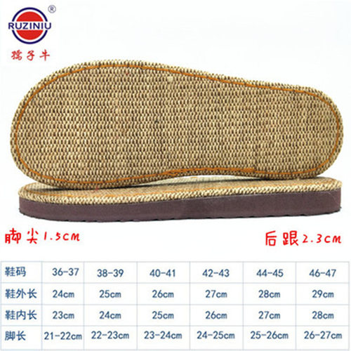 孺子牛夏季鞋底耐磨防滑凉鞋底手工编织凉鞋拖鞋底亚麻竹凉高跟女 - 图0