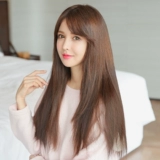 Невидимый парик, шлем, наращивание волос с пробором по середине, прямые волосы