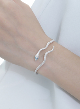 禾派 钉砂蛇手镯冷淡风S925纯银小众极简百搭高级感手镯女