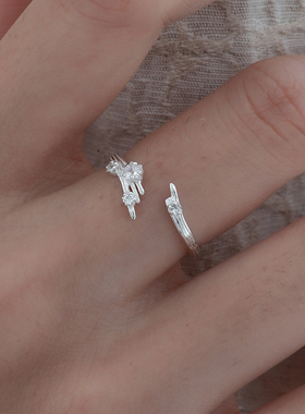 禾派 星星锆石流星戒指原创纯银S925简约轻奢高级感开口戒小众