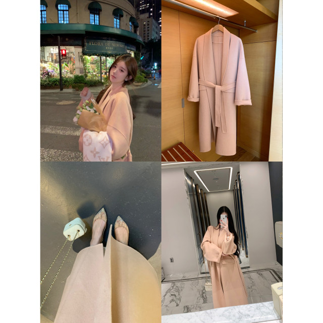 POET WONG【松绒大衣】气血感美人 骆丝羊毛慵懒系带双面呢大衣厚