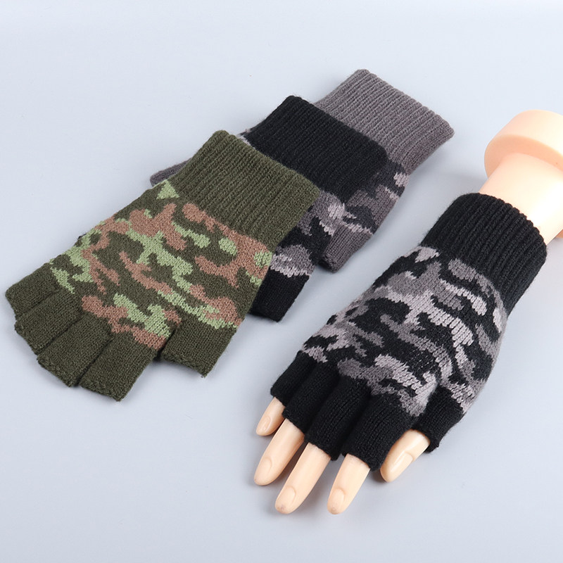 新款半指手套男冬季保暖加厚毛线防寒骑行开车露五指工作休闲帅气,淘宝优惠券,粉丝福利购,淘宝优惠卷