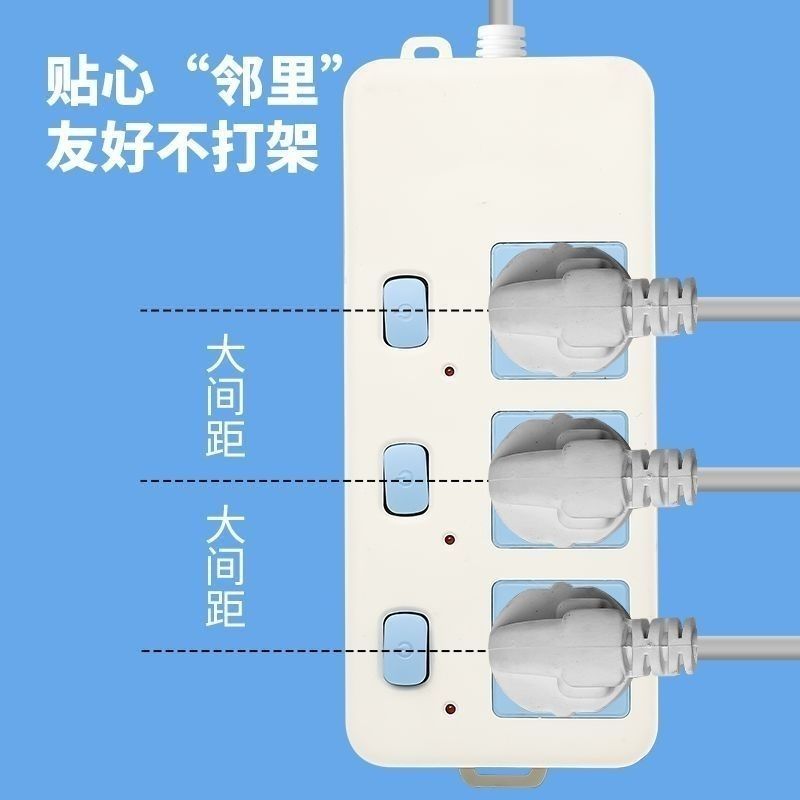 正品同款纯铜插座排插独立开关带线家用接线板拖线插板座大功-图1