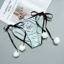 Low waist satin ice silver cottton crotch briefs womens thong