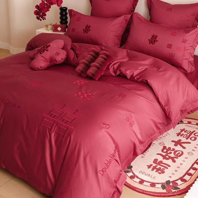 Hengqia Home Textile Romantic Wedding Cotton Bedding Sheets Four-Piece Set