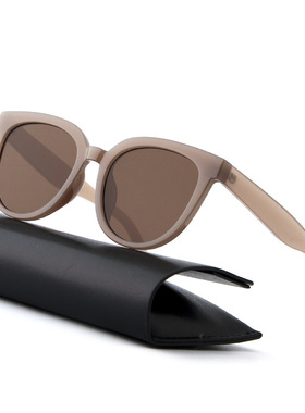 奶茶色韩版防晒女椭圆太阳镜