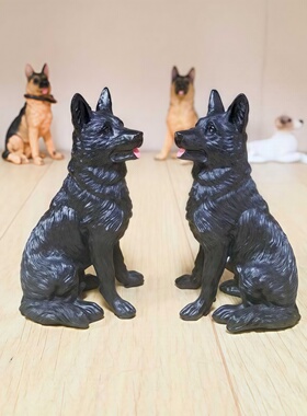黑色小狗动物模型玄关树脂招财狗
