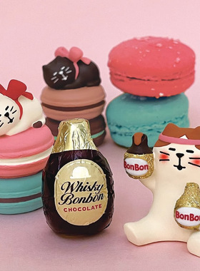 Zakka食玩巧克力马克龙猫咪摆件