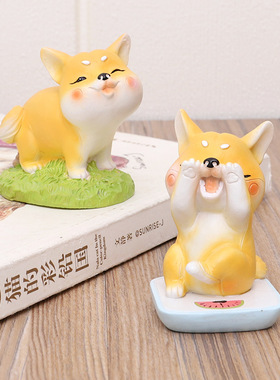小摆件柴犬可爱风公仔树脂工艺品