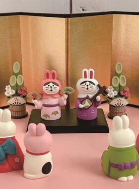 Zakka福兔猫达摩兔微缩场景摆件