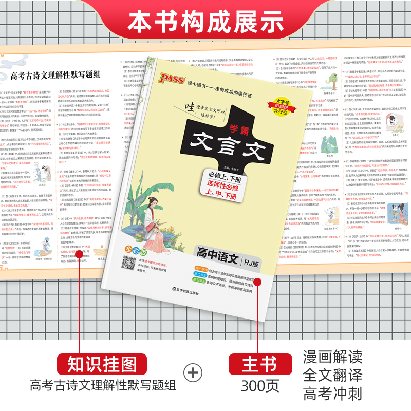 高中学霸文言文图文详解文言文RJ人教版教材必修选修高中语文工具书文言文完全解读文言文译注及赏析新教材语文文言文全解Pass绿卡 - 图1