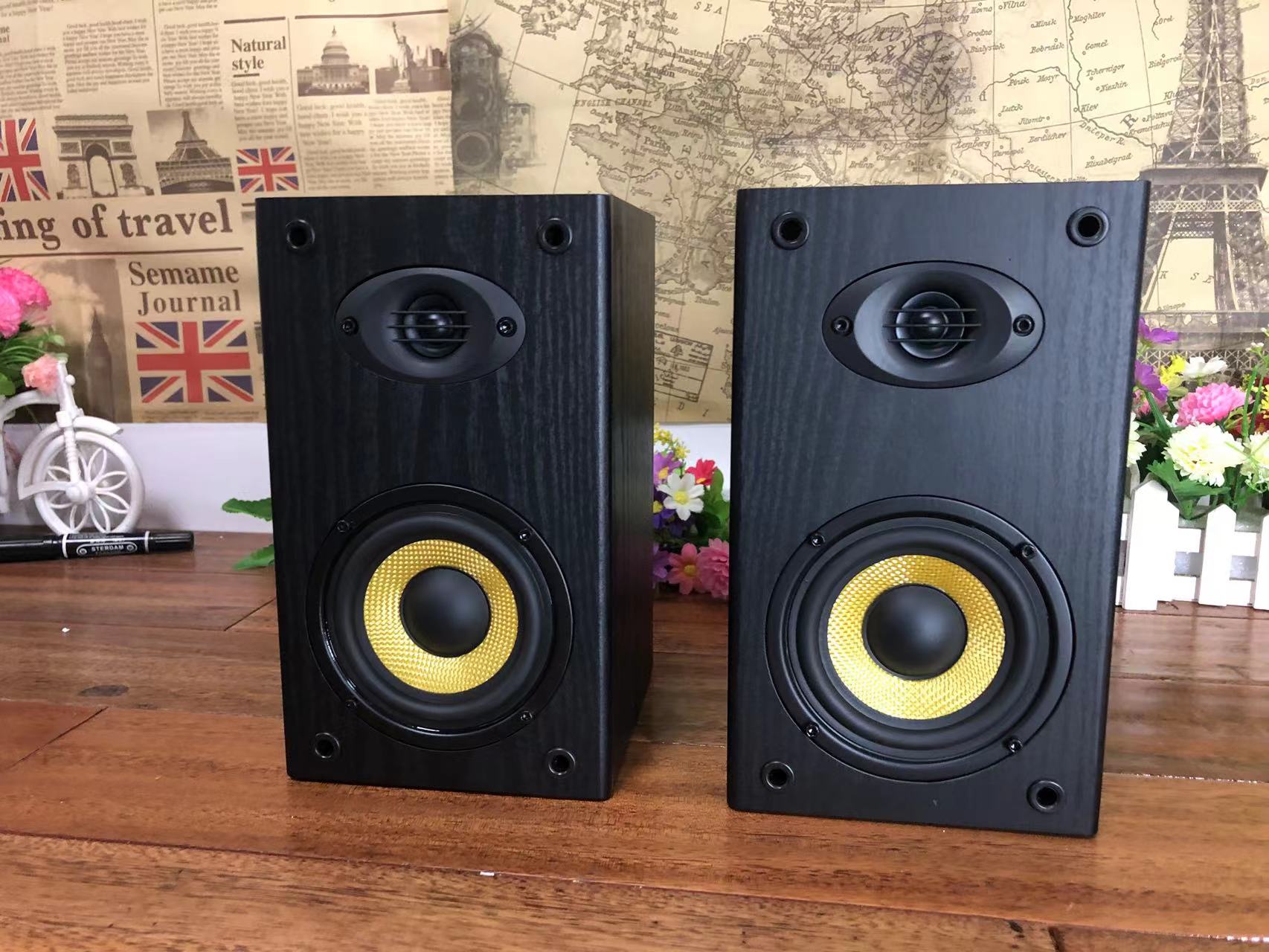 全木质HIFi发烧级蓝牙有源音箱2.0书架音响桌面多媒体电脑电视用 - 图0