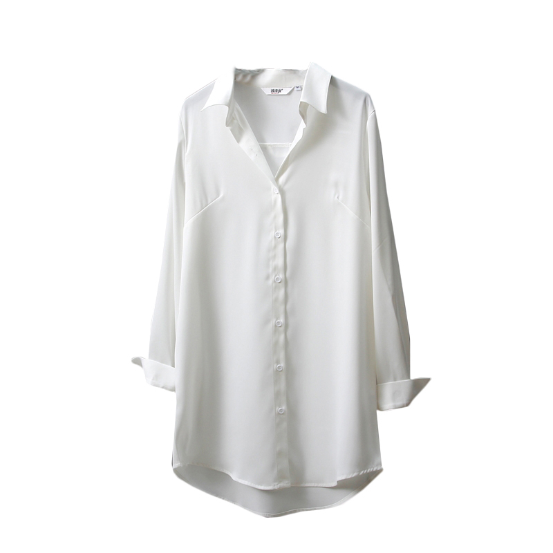 白中长款雪纺衬衫女2026年春夏秋季新款性感衬衣打底宽松长袖上衣,淘宝优惠券,粉丝福利购,淘宝优惠卷