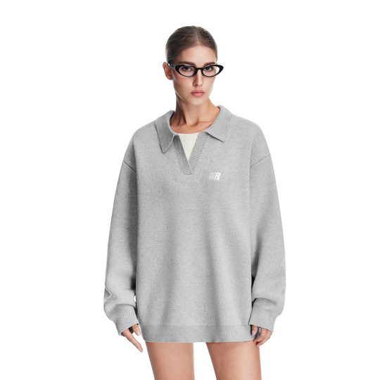 FDR official store V-neck lapel R-line sweater