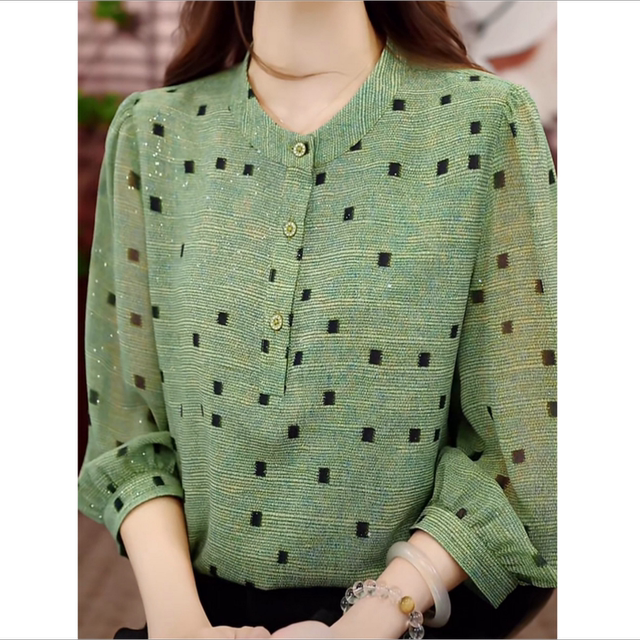 ເສື້ອພິມ plaid elegant ຂອງແມ່ຍິງ