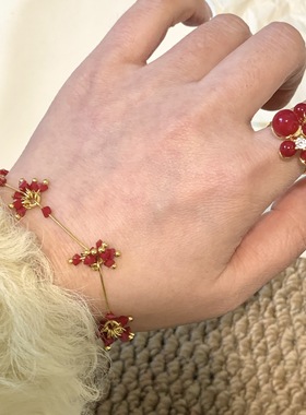 新年红色烟花手链女轻奢小众设计感高级气质百搭手饰