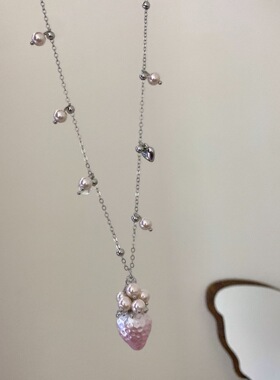 韩系高级感草莓蝴蝶结项链精致气质百搭甜美耳环