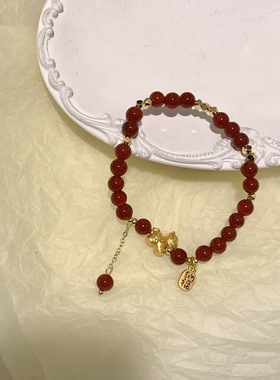 手链高级感红色本命年巴洛克珍珠手串串珠新年手串