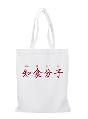 趣味搞笑文字知食分子帆布包文创大容量环保拉链手提袋外出购物袋