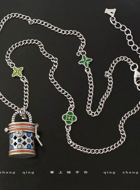 925银复古彩色水桶包香囊吊坠