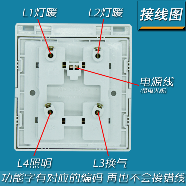 浴霸开关夜光四开10A86型透明防水卫生间通用四合一4开 正方形 - 图1