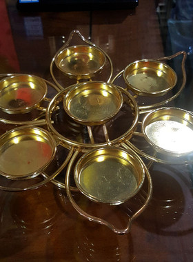 圆形七星七格宝莲花七粒酥油供架灯座灯特价包邮