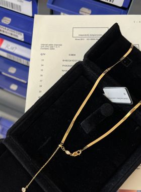 意大利扁形蛇骨链[秦岚同款]秋冬18k金锁骨链百搭男女刀片链小众