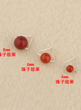 S925纯银DIY开口三角珠托耳饰