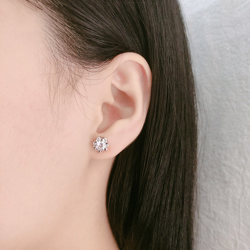 S925纯银DIY饰品雪花满钻耳钉女时尚气质甜美耳环耳饰百搭防过敏,淘宝优惠券,粉丝福利购,淘宝优惠卷