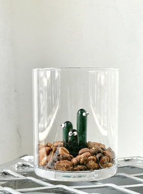 咖啡仙人掌萌萌大眼桌面摆件送礼