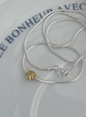 韩国韩版925通体纯银闪亮圆珠蛇骨项链简约ins网红小红书项链