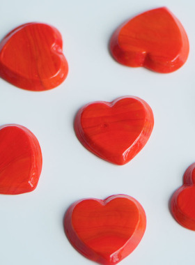 琉璃玻璃爱心贴片玻璃摆件