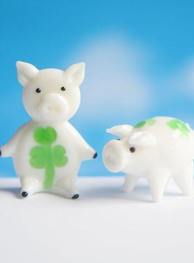 手作琉璃玻璃工艺品摆件十二生肖动物小猪玩具装饰微景观盆景装饰