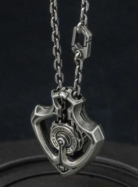 复古穿梭者可转动齿轮项链欧美潮流暗黑系朋克风机车风吊坠配饰