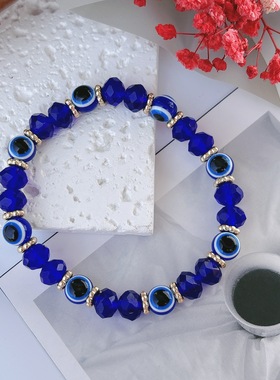 复古蓝色眼睛手串男女小众中东风个性恶魔之眼手链送朋友礼物配饰