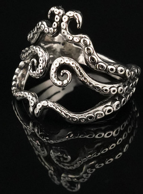 克系章鱼触手戒指男女克苏鲁的呼唤暗黑系夸张小众指环哥特风饰品