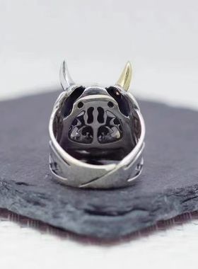 般诺骷髅头戒指复古设计小众猎奇小众男士潮流指环开口扳指配饰品