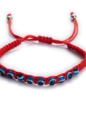 土耳其蓝色眼睛编织手链暗黑系恶魔之眼克系小众手绳夸张个性饰品