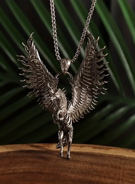 复古天马项链男夸张小众欧美暗黑系朋克风潮流独特吊坠配饰礼物