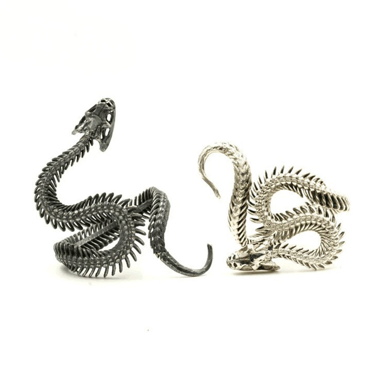 复古蛇开口戒指男女小众设计感缠绕双蛇猎奇夸张个性指环情侣饰品-图3