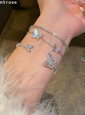 轻奢精致镂空锆石蝴蝶手镯网红时尚气质手环轻奢高级感手饰配饰女