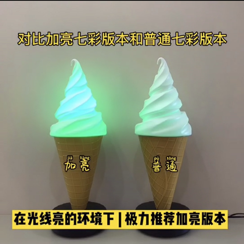 仿真冰淇淋模型/60cm高七彩变色冰激凌装饰灯箱/吧台式冰淇淋模具-图1