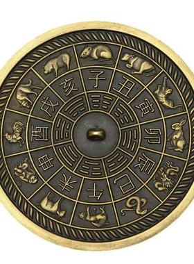 纯铜铜镜加厚仿古八卦镜十二生肖古铜镜摆件纯黄铜镜挂件家居装饰