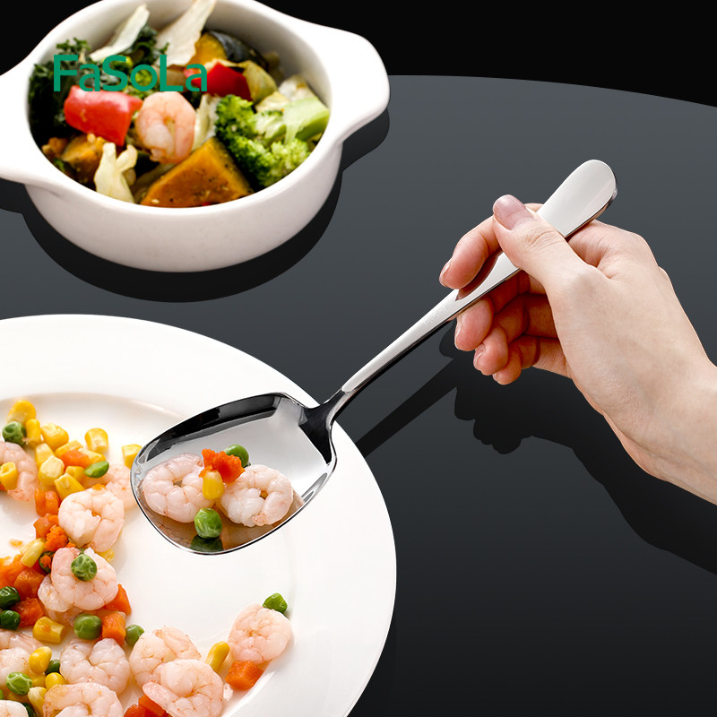 FaSoLa不锈钢勺子家用304食品级汤勺西瓜甜品分餐勺儿童吃饭调羹,淘宝优惠券,粉丝福利购,淘宝优惠卷