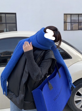 仿羊绒围巾克莱因蓝男女秋冬