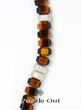 PUZZLEOUT黄虎眼石纯银六角珠