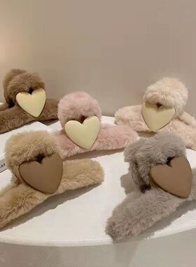 爱心毛绒鲨鱼抓夹秋冬