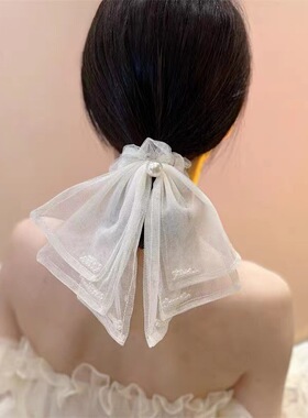 蝴蝶结头饰流苏珍珠吊坠发绳ins