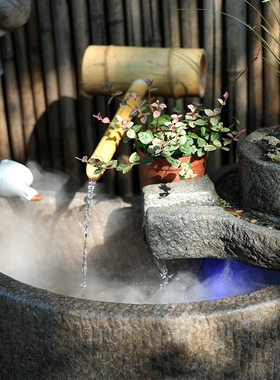 别墅鱼池循环水景观花园布置中式户外庭院造景装饰品鱼缸流水摆件